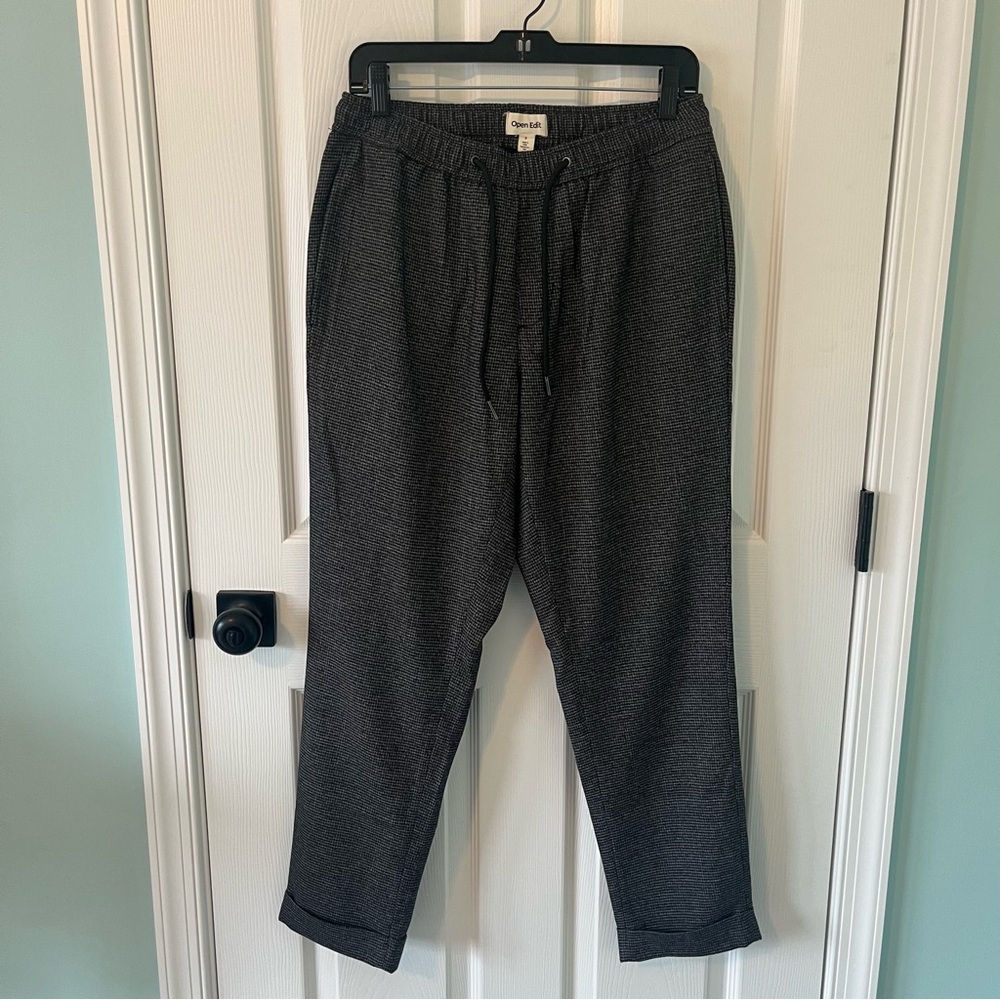 Open Edit Nordstrom Men’s Gray & Black Houndstooth Joggers Casual Pants Size S